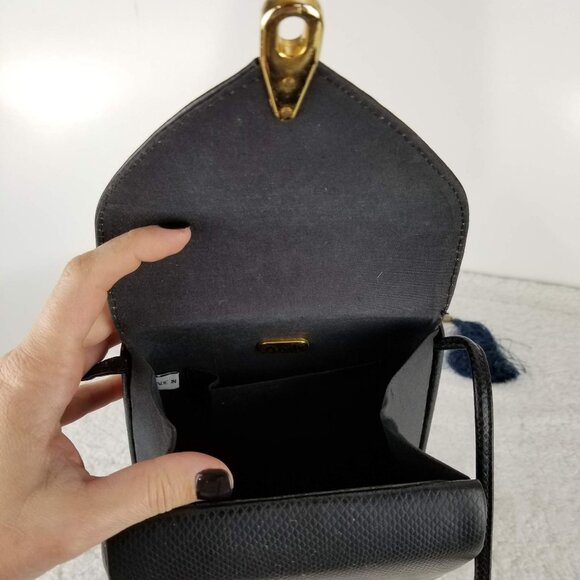 Vintage Ande Black Snake Print Crossbody Purse With Gold‎ Clasp 《329》P - Picture 4 of 9